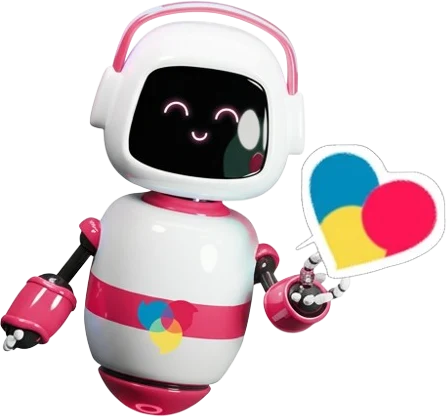 Mascote DPG segurando o coração da marca